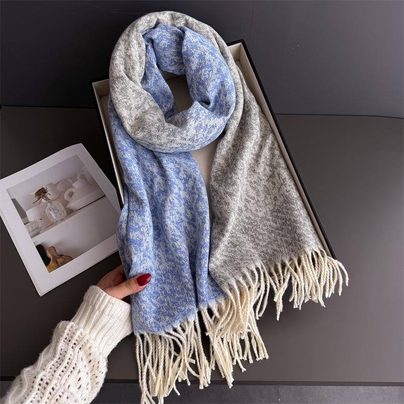 Fashion Double Side Women Winter Warm Scarf Tassels Shawl Cashmere Foulard Pashmina Hijabs Lady Scarves Wraps