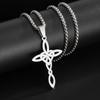 Stainless Steel Witchcraft Pentagram Necklace for Men Jewish Hebrew Four Letter Solomon Pendant Rune Amulet Jewelry