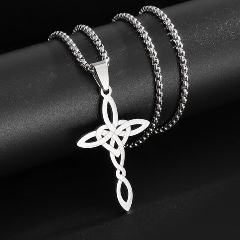 Stainless Steel Witchcraft Pentagram Necklace for Men Jewish Hebrew Four Letter Solomon Pendant Rune Amulet Jewelry