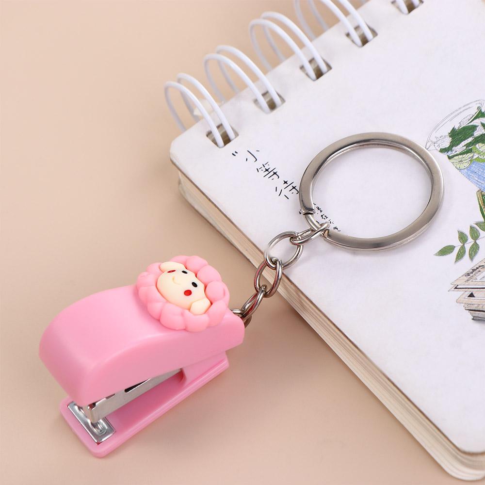 Cartoon Key Ring Pendant Mini Size 10 Staples Binding Tools Mini Stapler Stapler Key Chain Stapler