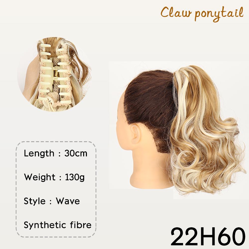 Synthetic Drawstring Ponytail Short Wavy Curly Ponytail Clip In Hair Extensions Natural Looking For Women Daily Use
