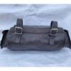Motorcycle Vintage Black Goat Leather Tool Bag Front Fork Storage Saddle Bagf
