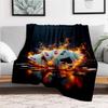 "Flaming Poker Night: Ace Cards & Casino Chips Set"Blanket Flannel Throw Blanket for Sofa, Bed, Travel, Camping, Office