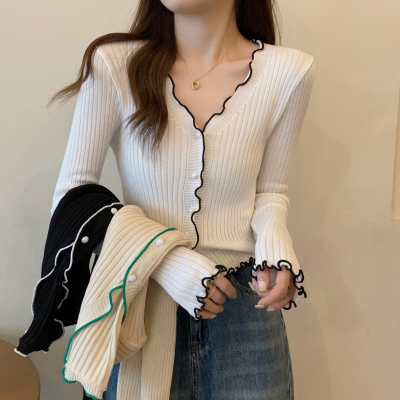 Short Sweater Knitwear Spring and Autumn New Female Korean Version Cardigan Coat with A Senior Sense of Top