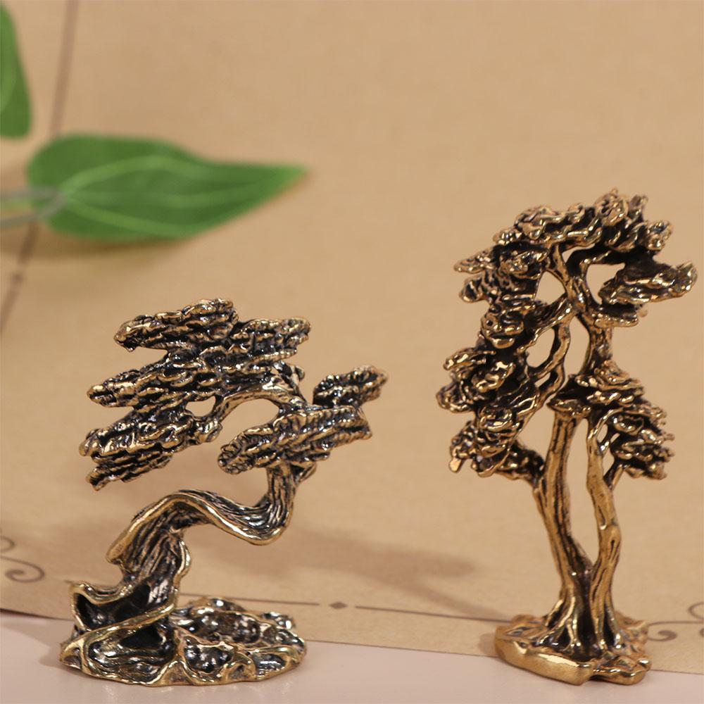 

2Pcs/set Antique Welcome Pine Figurine Miniature Tree Statue Decor Accessories S