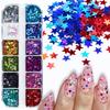 12Grid Five-pointed Star Sequins Size 3mm Mixed Nail Jewelry Resin Drop Glue Filled Sequins 3D Holographic Flake Sequins