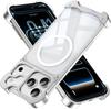 Alien-shaped integrated transparent Case For iPhone 15 16 Pro 17 Pro Max Air Aluminum Frame PC Claer Cover with magnetic ring