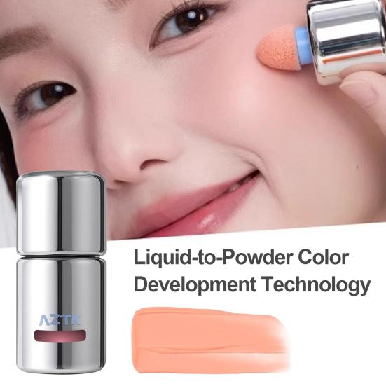 5ML Damen Flüssig-Rouge mit Schwammkopf Wasserdicht Schweißfest Lang Anhaltend Natürlich Leicht Matt Nude Rosa Orange Make-up Rouge