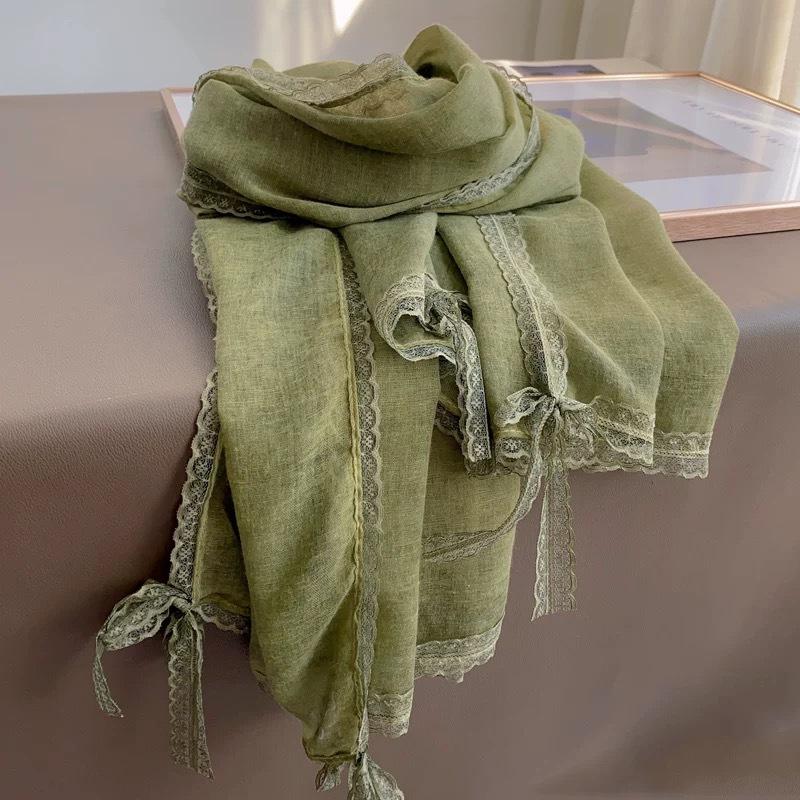 Nowy Jesienno-Zimowy Wysokiej Klasy Koronkowy Koronkowy Literacki Szal Ochrona przed Słońcem Wszechstronny Gładki Szalik Bawełniany i Lniany dla Pary