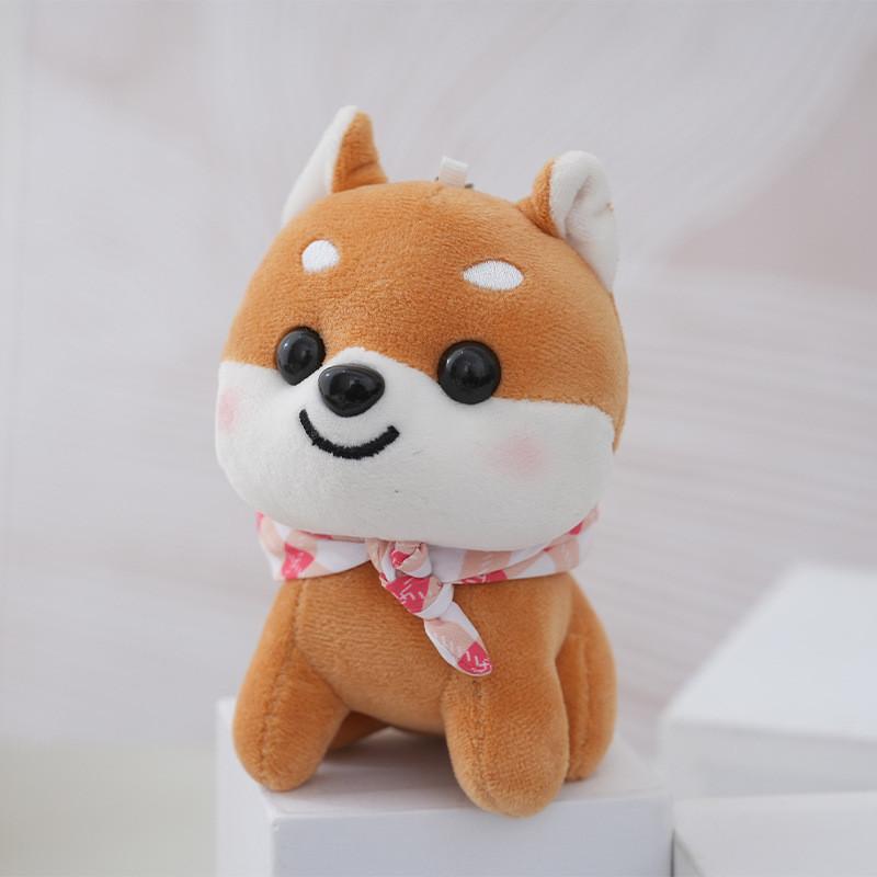 

Adorable Cartoon Shiba Inu Plush Keychain Cute Dog Stuffed Toy For Bags And Backpacks Red Checkered Bag