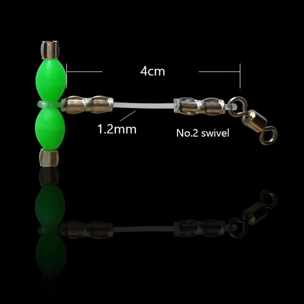 5PCS Night Glow Fishing Leader Line Sea Fishing Balance with Swivels Snaps Fishing Wire Leader 360Degree Rotating Fishing Tackle