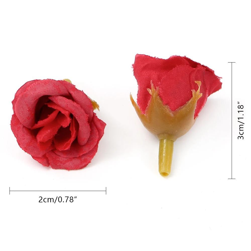 10/20/50Pcs 2cm Mini Rose Artificial Flowers Heads For Home Decor Wedding Decoration Fake Flowers DIY Wreath Scrapbook Gifts