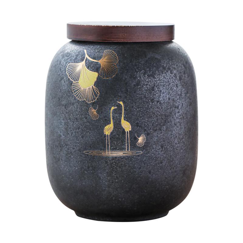 

Sushic Ceramic Deer & Egret Iron Rust Glaze Tea Caddy