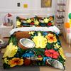 Tropical Fruits Floral Pattern Bedding Set for Kids Luxury Gift 3pcs Digital Print Comforter Set Soft Comfortable Breathable