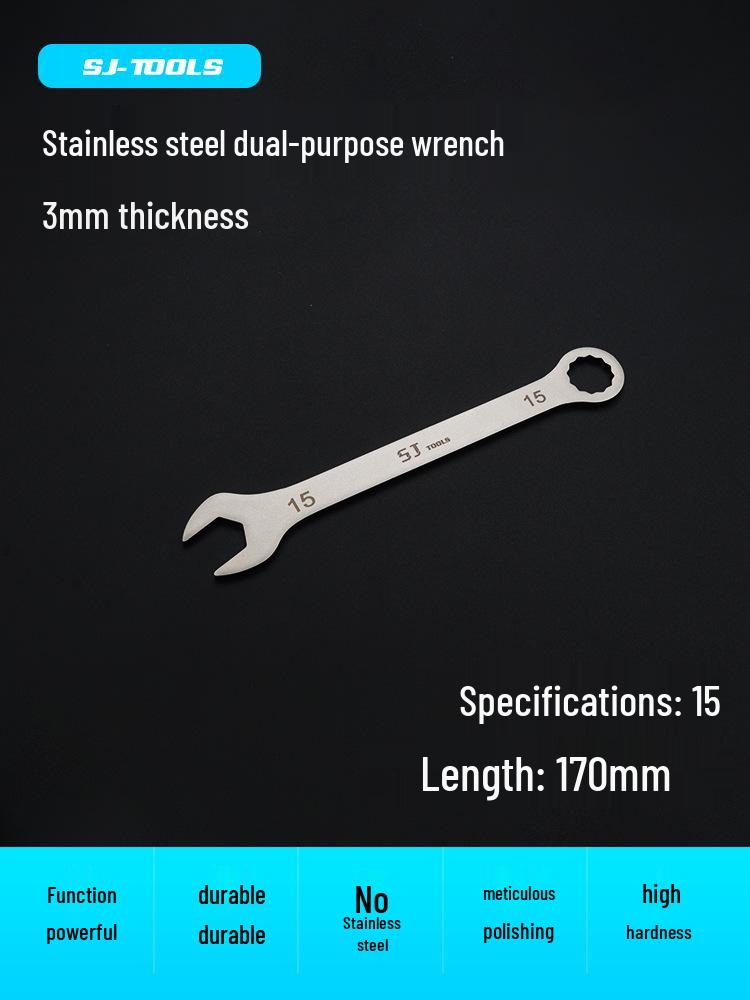 Shangjiang Reversible Ultra-Thin Stainless Steel Open-End Wrench for Auto Repair