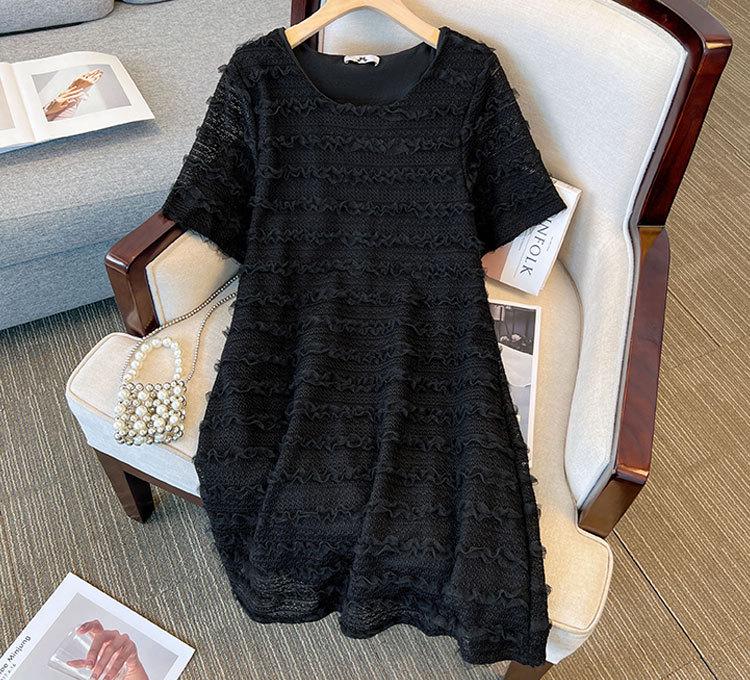 2023 Summer French Lace Plus Size Dress for Women, Straight Mid-Length Skirt