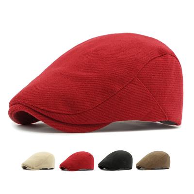 Vlněná čepice Dámská Podzimní Zimní Baret Kšiltovka Retro Malířská Čepice Pánská Jednobarevná Kšiltovka