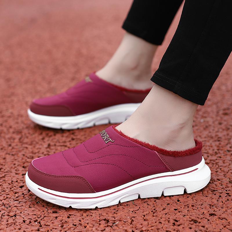 Winter Plush Warm Slippers Men Women Cotton Shoes Elastic Casual Walking Shoes Indoor Outdoor Flats Big Size 36-48