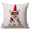 Christmas Sofa Decoration Cushion Cover Cute Pet Dog Animal Wear Red Christmas Hat Lovely Cat Print Throw Pillow Case Cojines