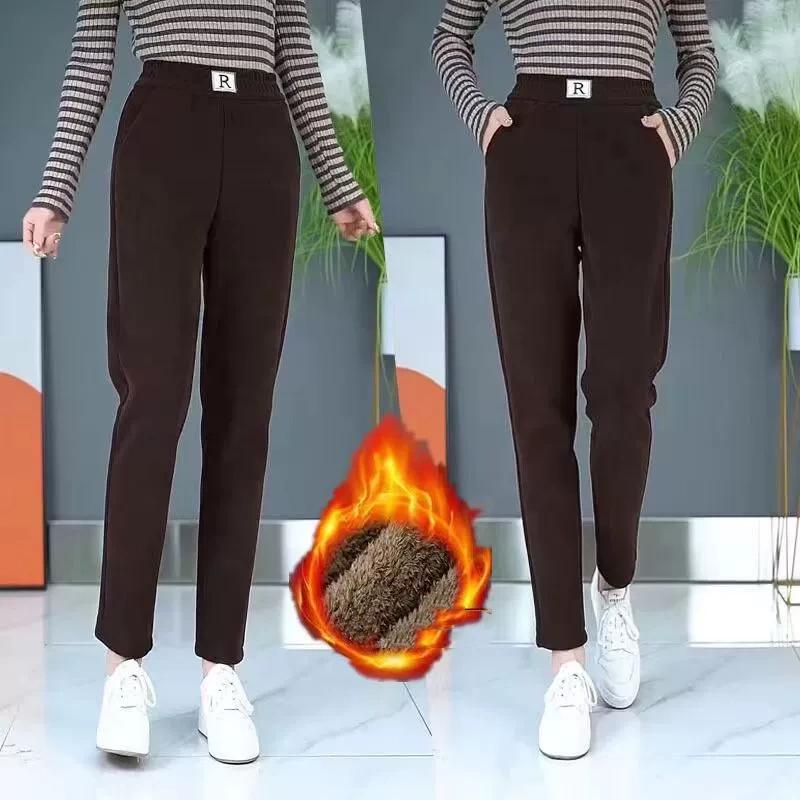 Autumn and Winter Plus Velvet Thick Chenille Harem Pants Women's Loose Large Size Casual Pants Straight Pants Pocket Corduroy