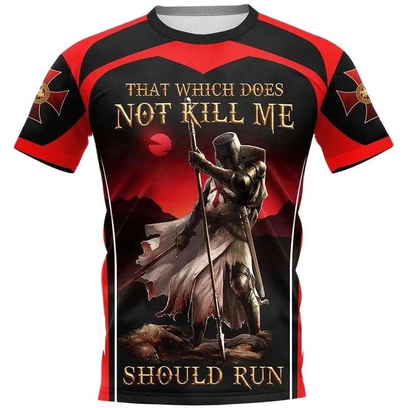 Knights Templar 3D Printing T Shirt Man Summer O-Neck Short Sleeve Oversized Top Casual Tee Loose Streetwear Harajaku