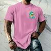 Men's Vintage Textured Print Short Sleeve T Shirt Loose Fit Casual Summer Daily Wear Top with Graphic Fish Design