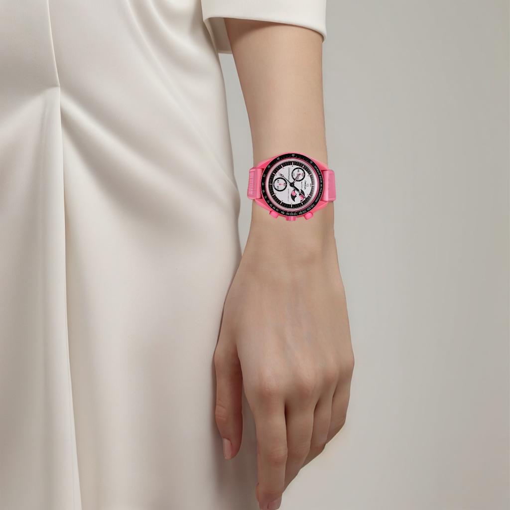 Swatch X Omega Bioceramic Moon Mission To The Pink Moon Unisex Watches SO33P700