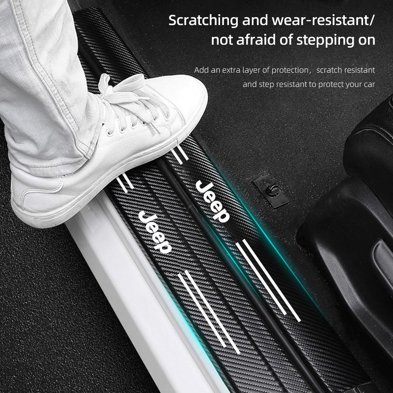 Car Threshold Strip Anti Stepping Leather Protective Sticker For Jeep Grand Cherokee Wrangler JK Gladiator Compass Renegade Patr AJT1