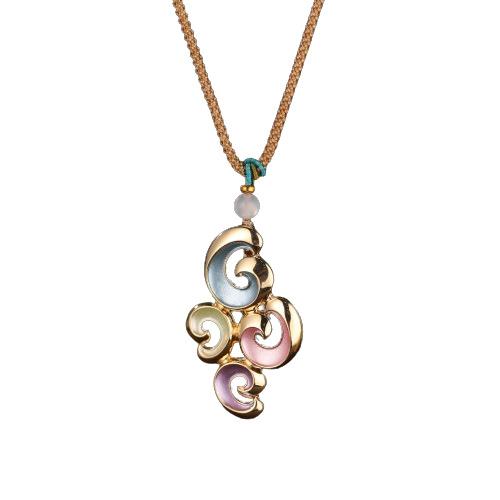 Luxury Hot-selling Enamel Color Hollow Flower Woven Rope Long Necklace Women's High Sense Autumn and Winter Flower Long Pendant