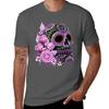 Pink Floral Black Sugar Skull Day Of The Dead Tshirt Perforunisexce Workout Short Sleeve Tee