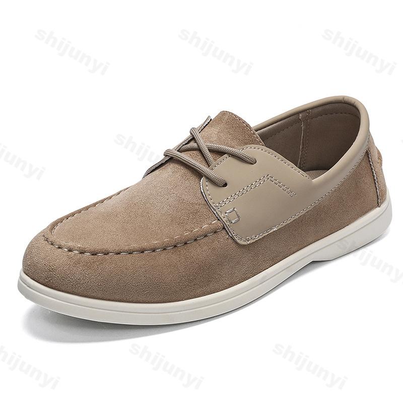 Fashion Men Flat Loafers 2025 Frosted Suede Flat Shoes Comfortable Non Slip Fashion Loafers Vintage Trendy Outdoor Business Casual Shoes