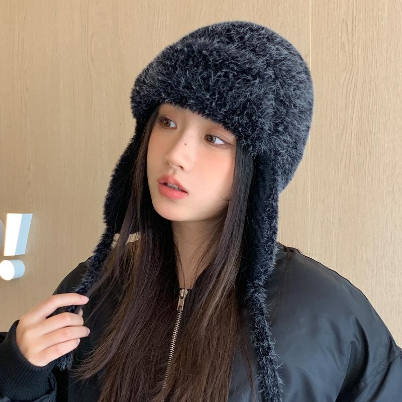 Winter Velvet Thickened Hat Women's Fashion Solid Color Lei Feng Hat, Ear Protection, Windproof and Warm Hat