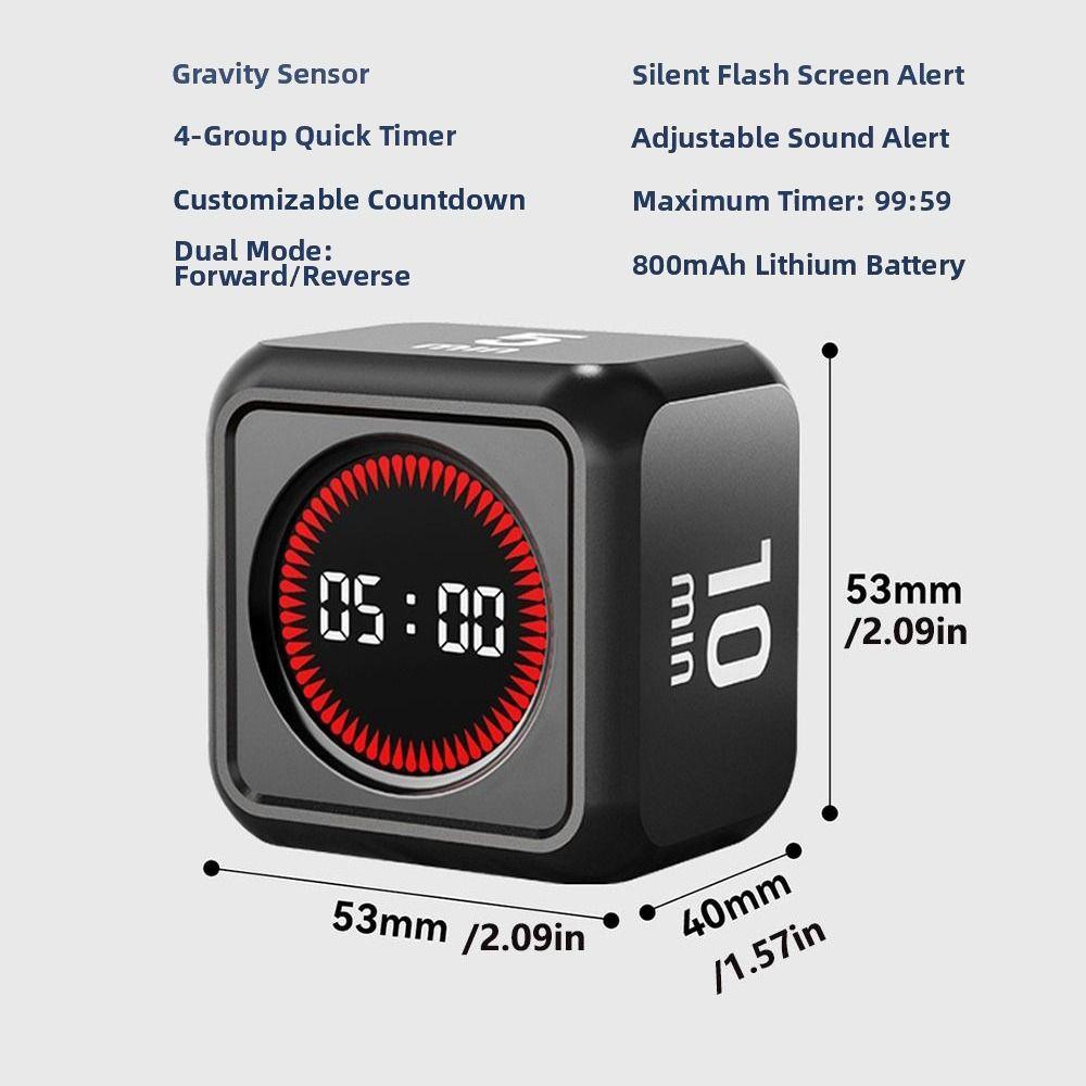 LED Display Gravity Sensing Timer 4 Preset Time Cube Timer Smart Countdown Timer  Study Timer