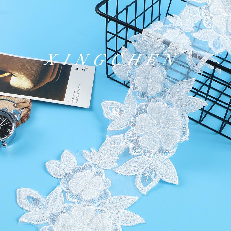 Bead Lace Accessories Width 20Cm Beads Bead Embroidery Mesh Bottom Embroidery Fabric Lace Fabric Decorative Lace