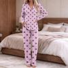 Women's Fashion Print Pajama Set Long Sleeve Button Down Top and Pants with Pockets V-Neck Set