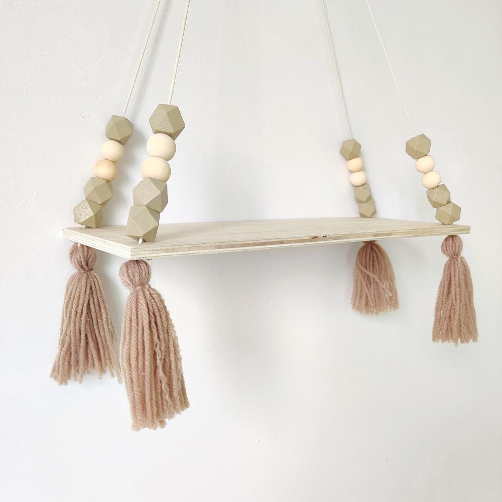 Nordischer Stil Macaron Achteckige Perle Fransen Regal Wandbehang Kinderzimmer Kreative Heimdekoration Brett
