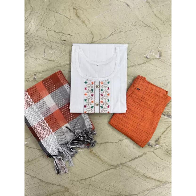 Bollywood Cotton Kurta Pant Dupatta Set Women Designer Salwar Kameez Kurti Dress GF-046351