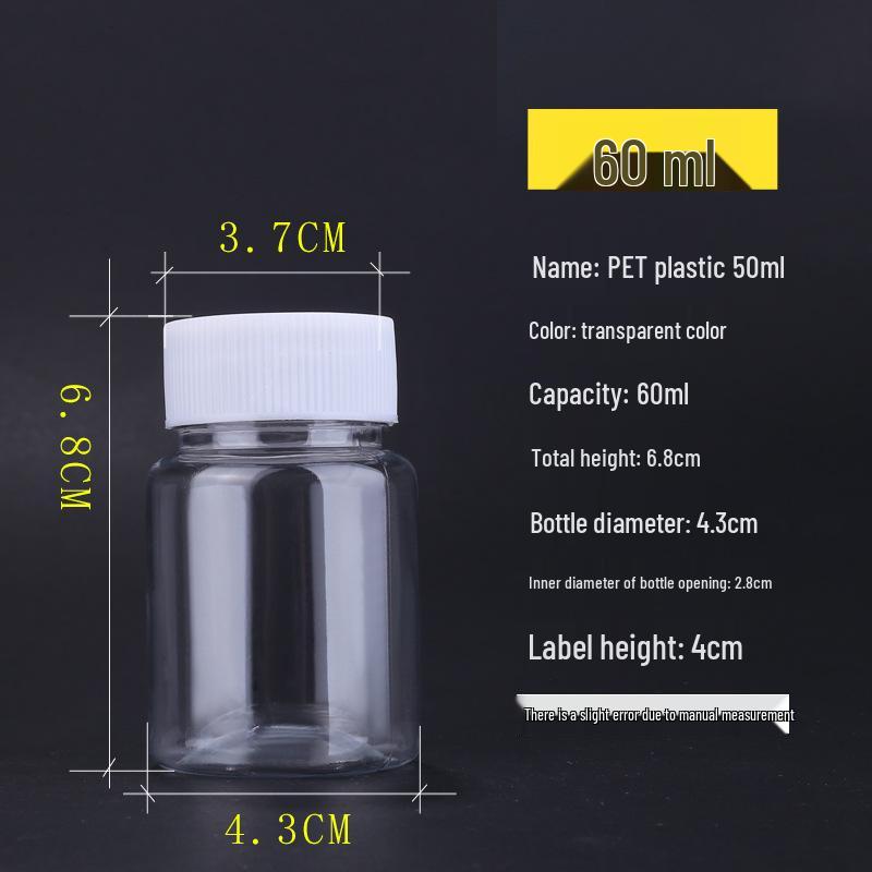 Clear Plastic Wide-Mouth Bottle for Liquid/Solid/Powder Storage, Bead Organizer, Medicine Container, 30ml.