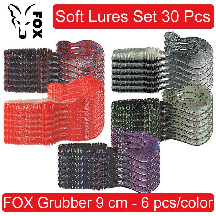

Soft Lures Set FOX GRUBBER #1, 90 mm, Набір силіконових приманок для риболовлі, твістери - 30 шт. 30 pcs