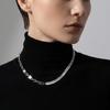 Geometric Zirconia Chain Necklace Stainless Steel Adjustable Length Collarbone Chain For Women Layering Jewelry