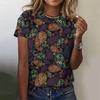 Summer Round Neck Retro Bohemian 3D Print Top Fashionable Casual Short Sleeved Women's T-shirts