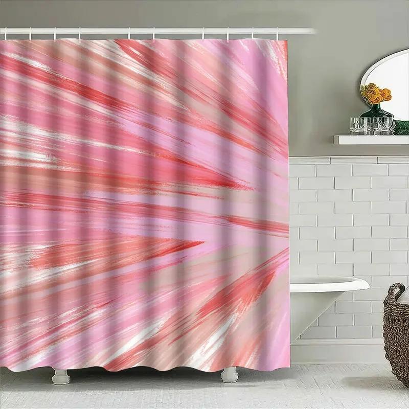 

Abstract Pink And Red Brushstroke Waterproof Shower Curtain Heat Resistant Machine Washable Non-Transparent 180X180Cm W60H190(CM)-1 Pcs