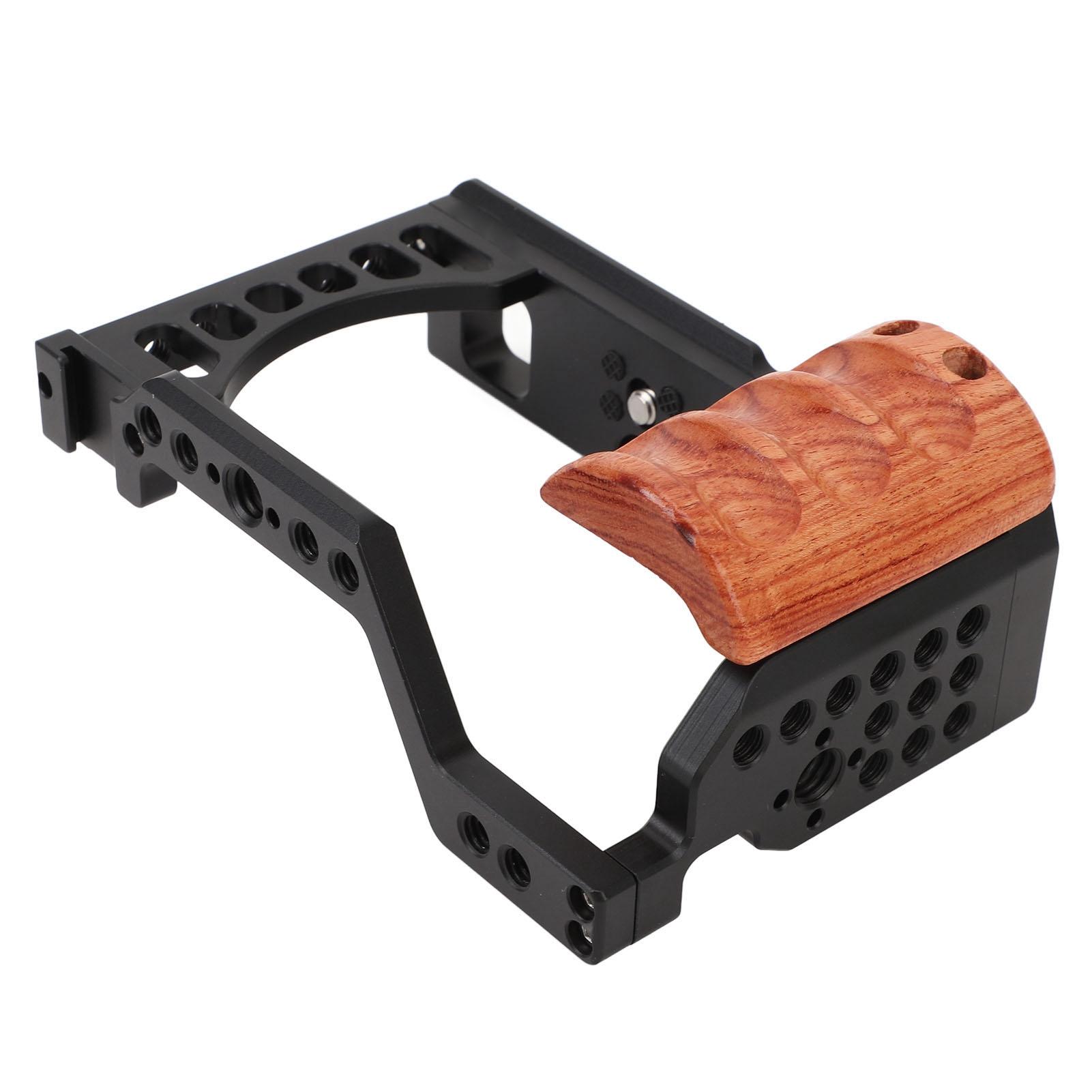 

Camera Cage with Wooden Handle for Alpha A7C ILCE 7C Aluminum Alloy Protective Camera Video Rig with 1 4 3 8in Threaded