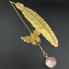 Chinese Style Metal Feather Bookmark Creative Immortal Dried Flower Butterfly Leaf Student Bookmark Teacher's Day Gift