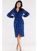 Asymmetrical Sequin Dress with Wrap Neckline and Long Sleeves, Cobalt Blue Size S