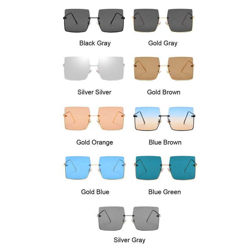 Luxury Designer Square Sunglasses Women Vintage Retro Oversized Sun Glasses Big Frame Metal Oculos De Sol Fashion