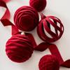 4pcs Sparkling Wine Red Flocking Christmas Balls 6/8cm Christmas Tree Decoration  2024 New Year