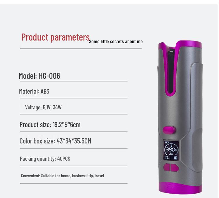 Wireless Automatic Mini Curling Iron with Smart Charging and Anti-Scald Technology