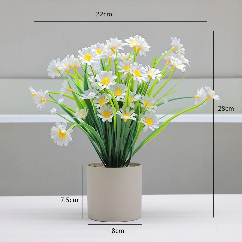 Artificial Potted Plant Decor Indoor Outdoor Use Plastic Floral Arrangement 28cm Height Nordic Style Sweetheart Chrysanthemum