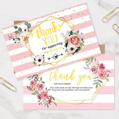 30 Pcs/pack Thank You Card Foil Gold Card Thank You For Your Supporting My Small Business Card Small Shop Gift Decorative Card